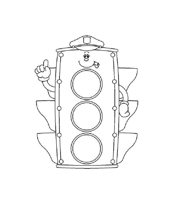 Dibujo Cinco Semaforos Para Imprimir Y Colorear